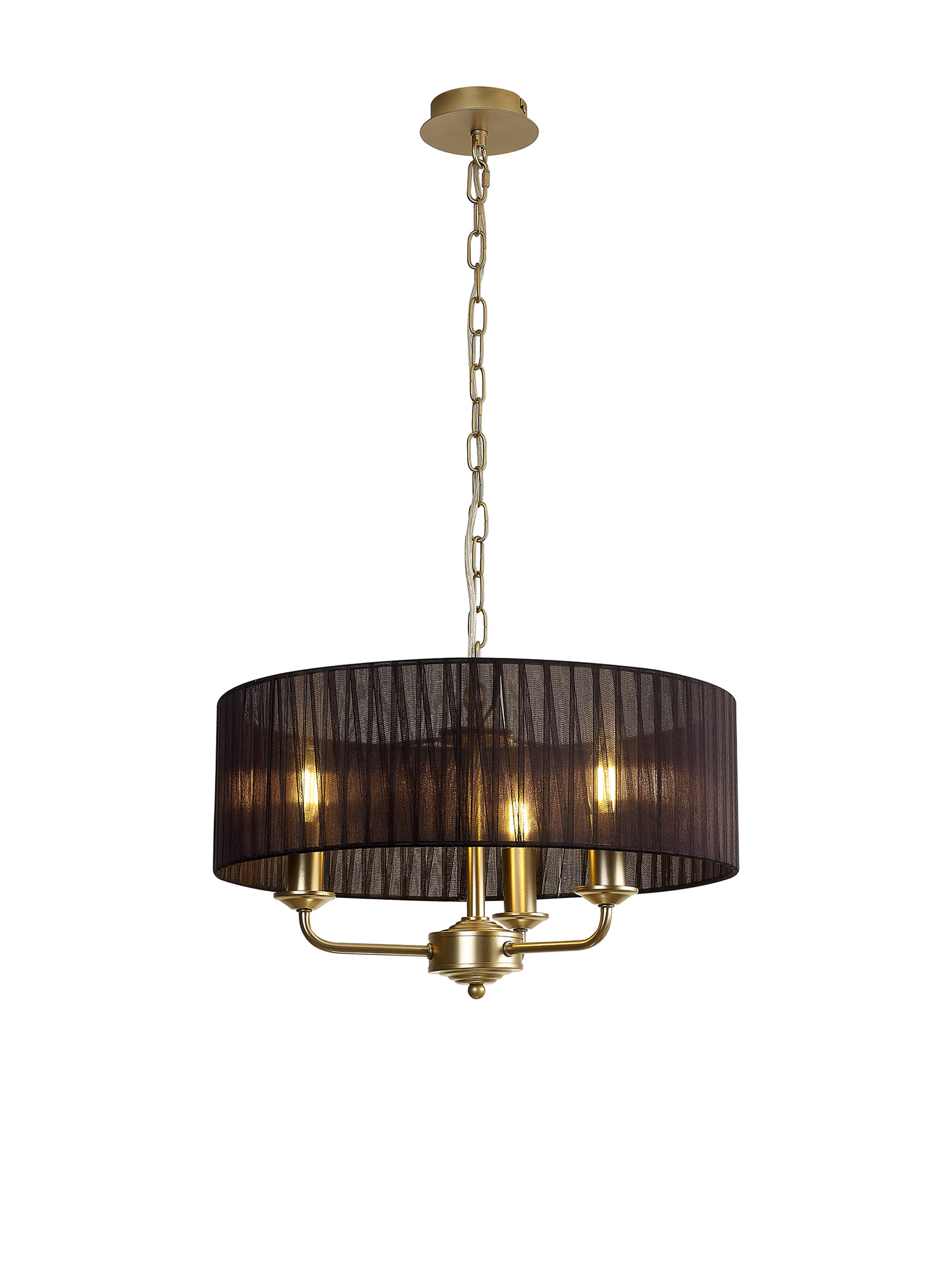 DK0961  Banyan 45cm 3 Light Pendant Champagne Gold; Black